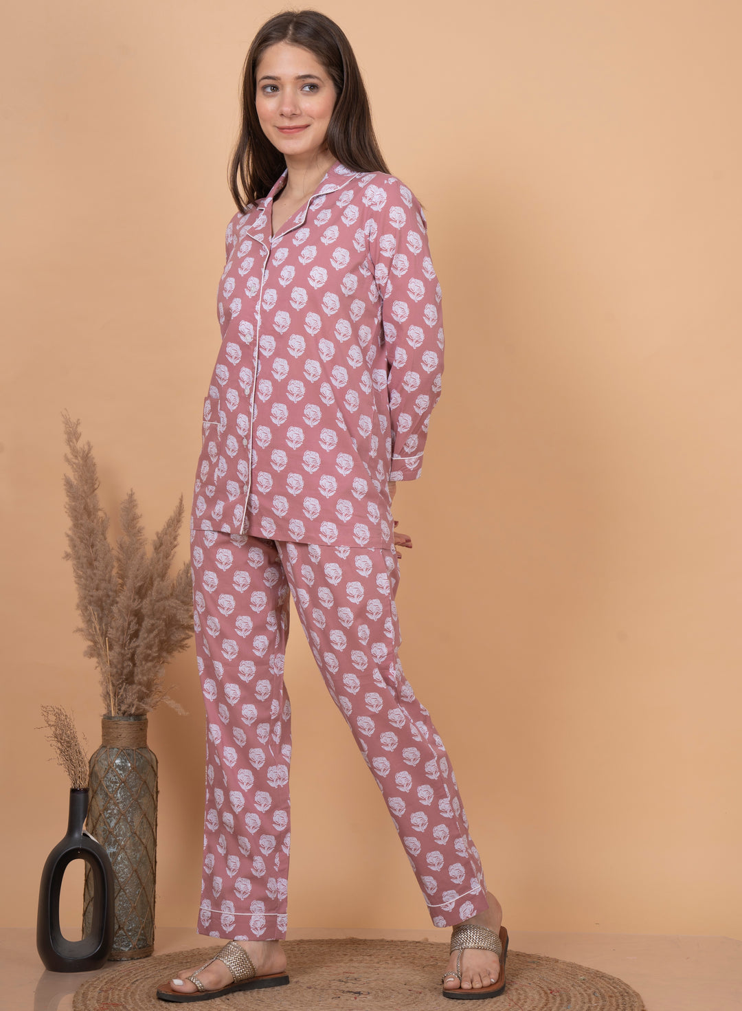 NIGHT SUIT FULLSLEEVES PINK PRINTED